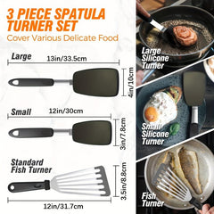 3pcs Silicone Spatula Set 600 F Heat Resistant Dishwasher Safe Sturdy Nonporous