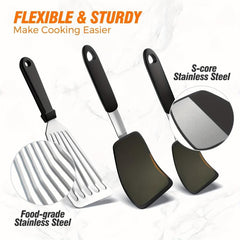 3pcs Silicone Spatula Set 600 F Heat Resistant Dishwasher Safe Sturdy Nonporous