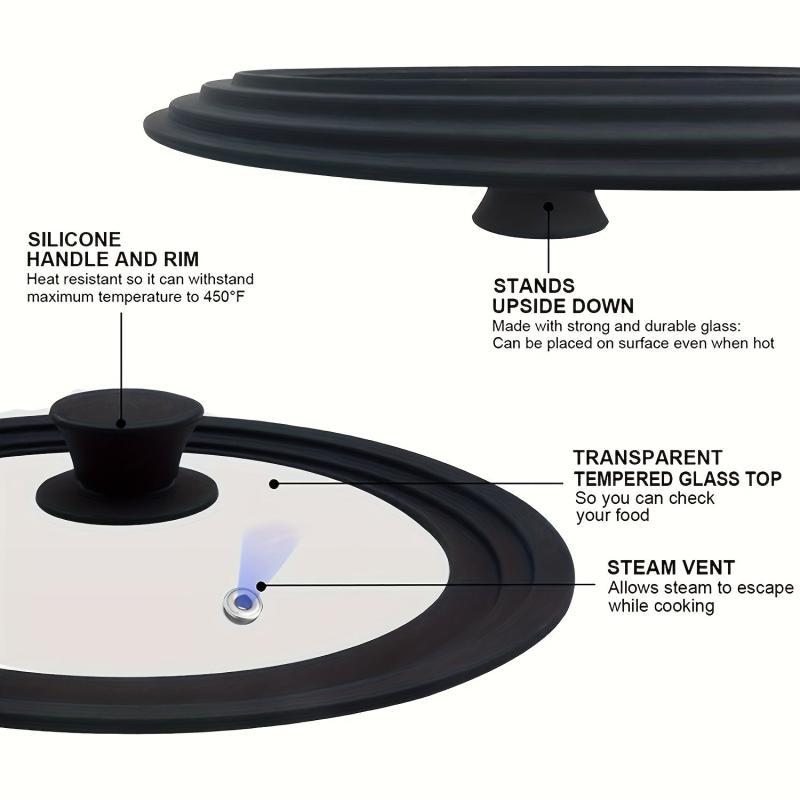 Universal Lids For Pots Pans Frying Pans Tempered Glass With Silicone Rim