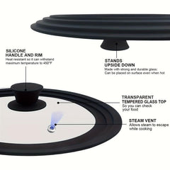 Universal Lids For Pots Pans Frying Pans Tempered Glass With Silicone Rim