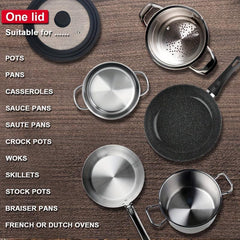 Universal Lids For Pots Pans Frying Pans Tempered Glass With Silicone Rim