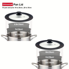 Universal Lids For Pots Pans Frying Pans Tempered Glass With Silicone Rim