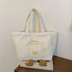 Canvas Bento Box Bag Cartoon Food Bento Bag For Student And Office Workers