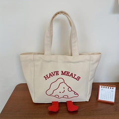 Canvas Bento Box Bag Cartoon Food Bento Bag For Student And Office Workers