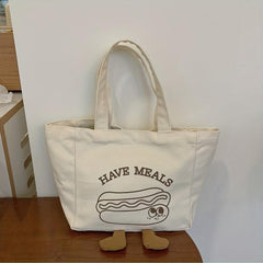 Canvas Bento Box Bag Cartoon Food Bento Bag For Student And Office Workers