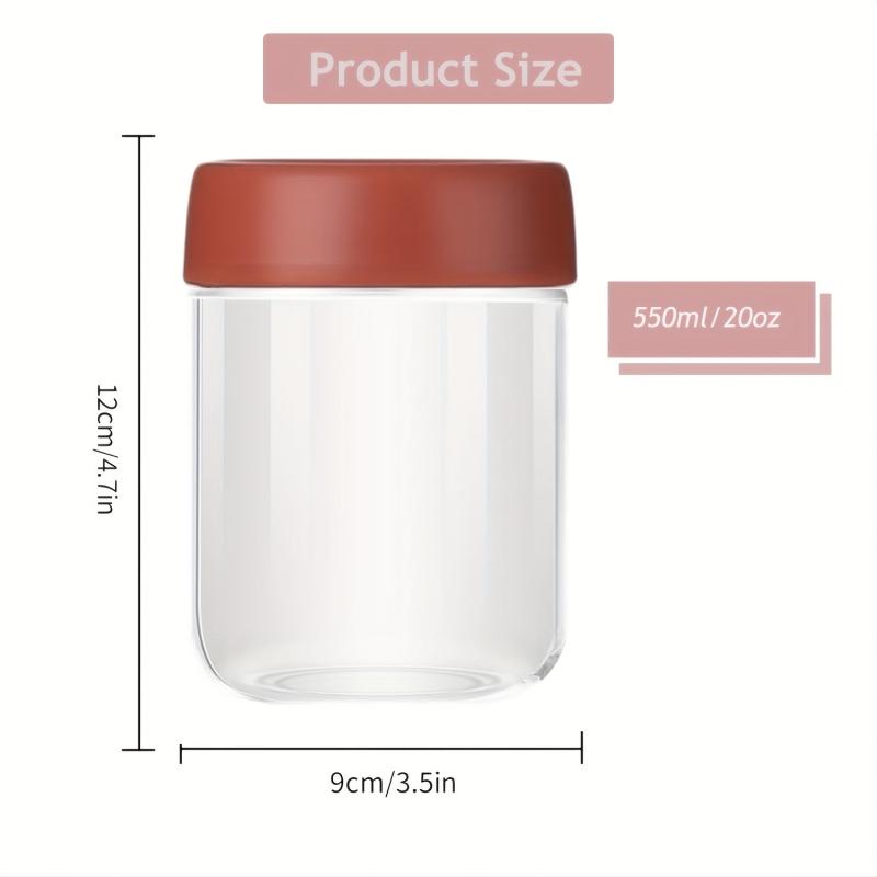 4pk 20oz Spiral Lid Glass Jars, Leak Proof Food Storage Container