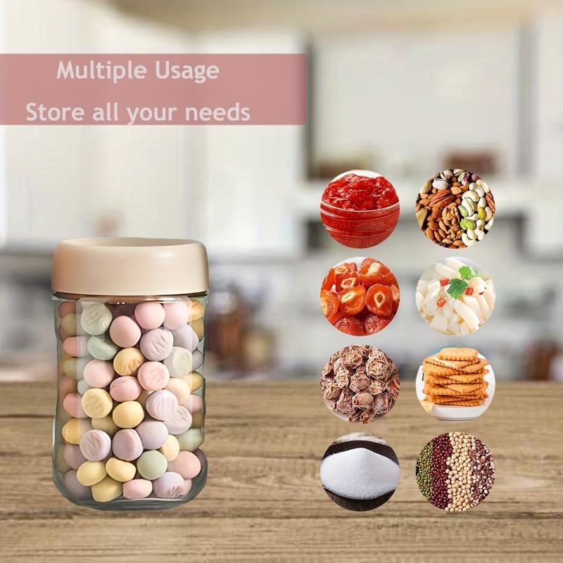 4pk 20oz Spiral Lid Glass Jars, Leak Proof Food Storage Container