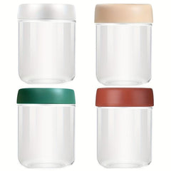 4pk 20oz Spiral Lid Glass Jars, Leak Proof Food Storage Container
