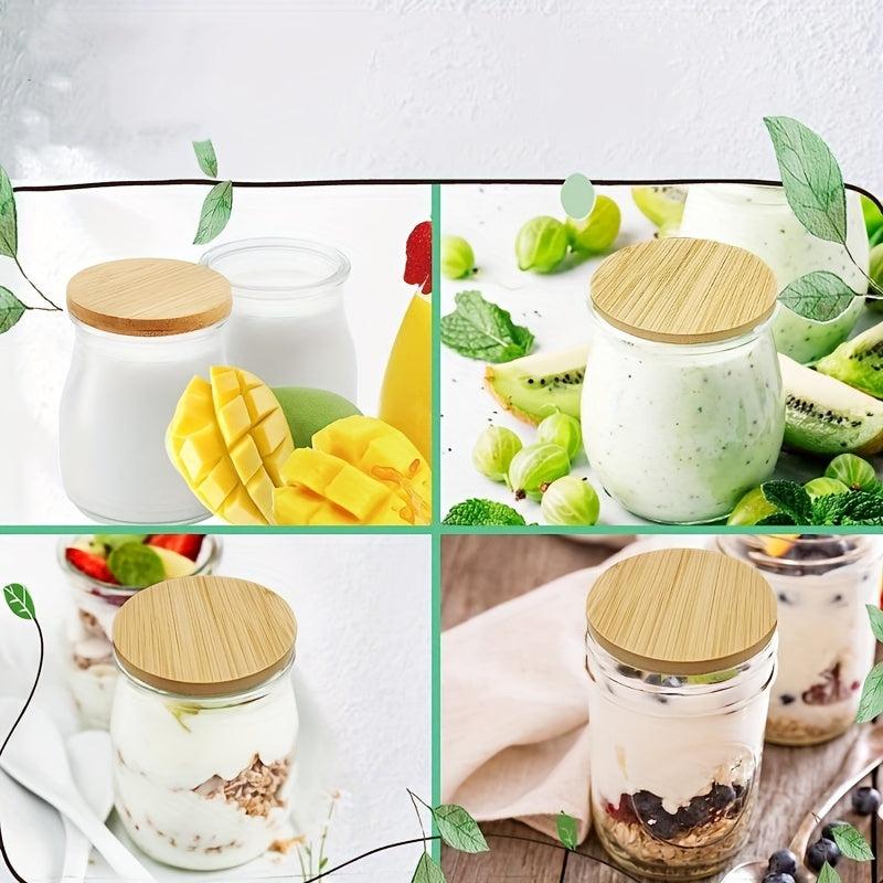 10 Natural Bamboo Yogurt/Coffee Bean Jar Lids, Silicone Seal, Kitchen Supplies