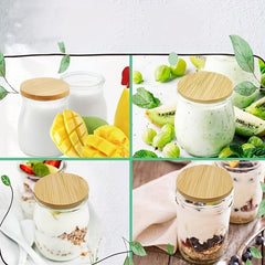 10 Natural Bamboo Yogurt/Coffee Bean Jar Lids, Silicone Seal, Kitchen Supplies