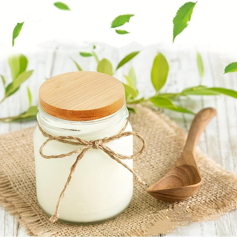 10 Natural Bamboo Yogurt/Coffee Bean Jar Lids, Silicone Seal, Kitchen Supplies