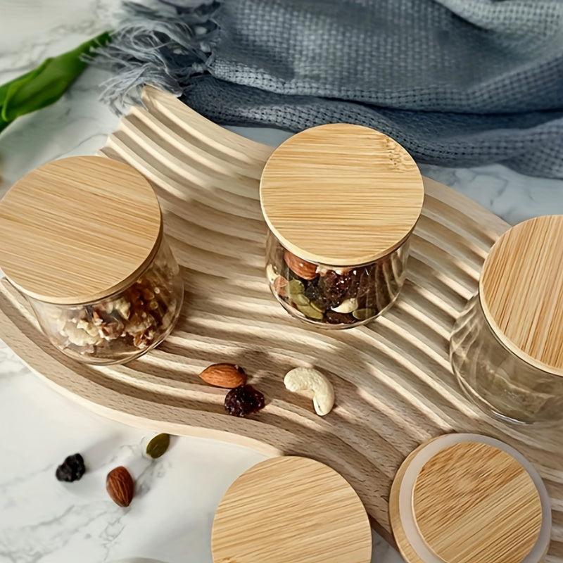 10 Natural Bamboo Yogurt/Coffee Bean Jar Lids, Silicone Seal, Kitchen Supplies