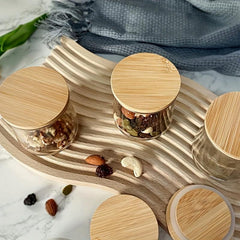 10 Natural Bamboo Yogurt/Coffee Bean Jar Lids, Silicone Seal, Kitchen Supplies