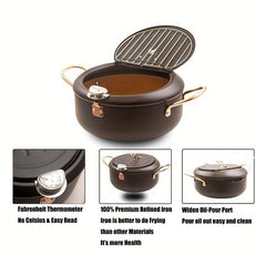 Japanese Deep Fryer Pot Heat Up Fast Fahrenheit Thermometer