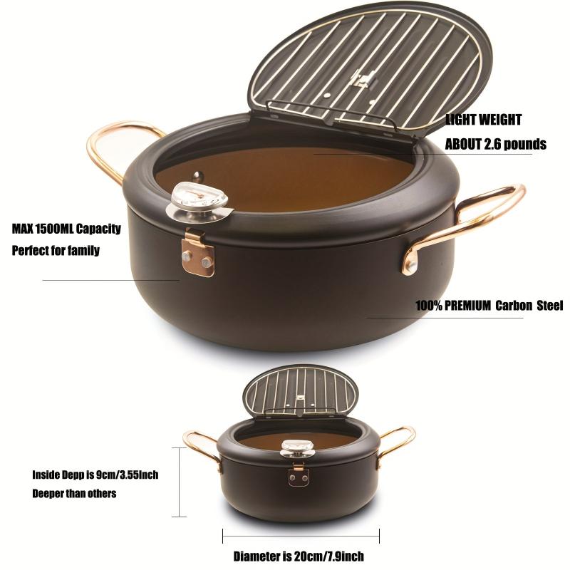 Japanese Deep Fryer Pot Heat Up Fast Fahrenheit Thermometer