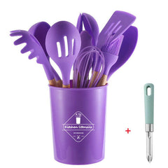 12pc Silicone Utensils Set - Spatula, Spoon, Ladle, Whisk, Spaghetti