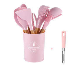 12pc Silicone Utensils Set - Spatula, Spoon, Ladle, Whisk, Spaghetti