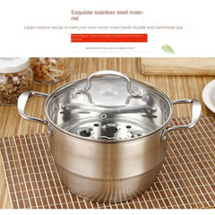 1pc SS Double Bottom Steamer Soup Pot Dual purpose Pot