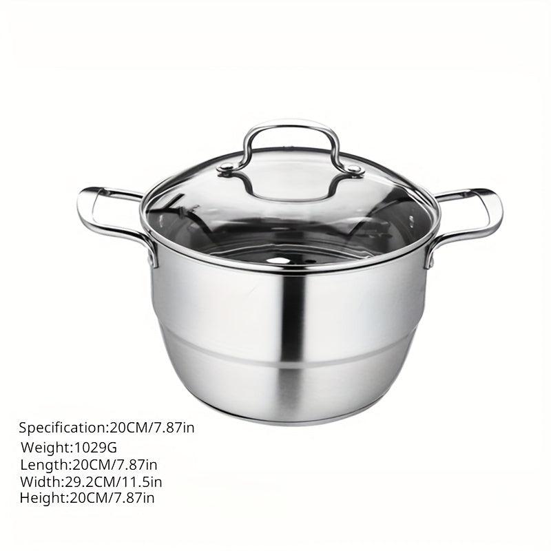 1pc SS Double Bottom Steamer Soup Pot Dual purpose Pot