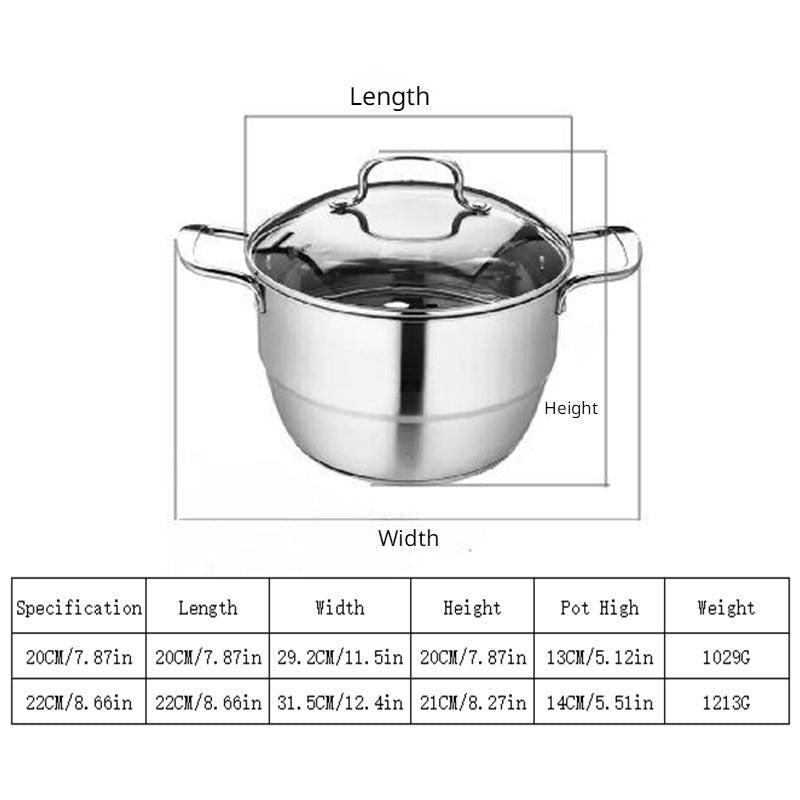 1pc SS Double Bottom Steamer Soup Pot Dual purpose Pot