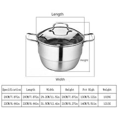 1pc SS Double Bottom Steamer Soup Pot Dual purpose Pot