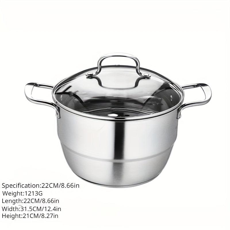 1pc SS Double Bottom Steamer Soup Pot Dual purpose Pot