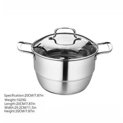 1pc SS Double Bottom Steamer Soup Pot Dual purpose Pot