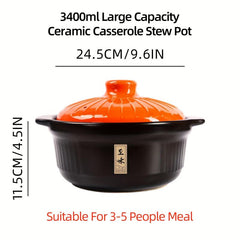 3400ml Ceramic Casserole Stew Pot High Temp Resistant