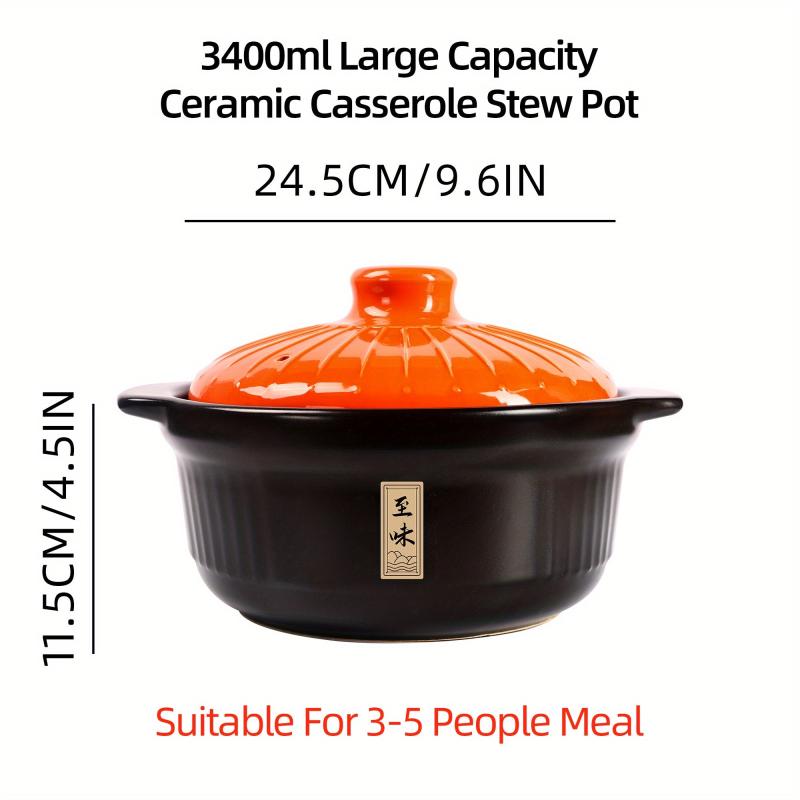 3400ml Ceramic Casserole Stew Pot High Temp Resistant