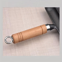 Cast Iron Sausage Pot Square Baking Pan with Wooden Handle