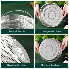 2pcs Stainless Steel Steamer Cleaning Fruits And Vegetables