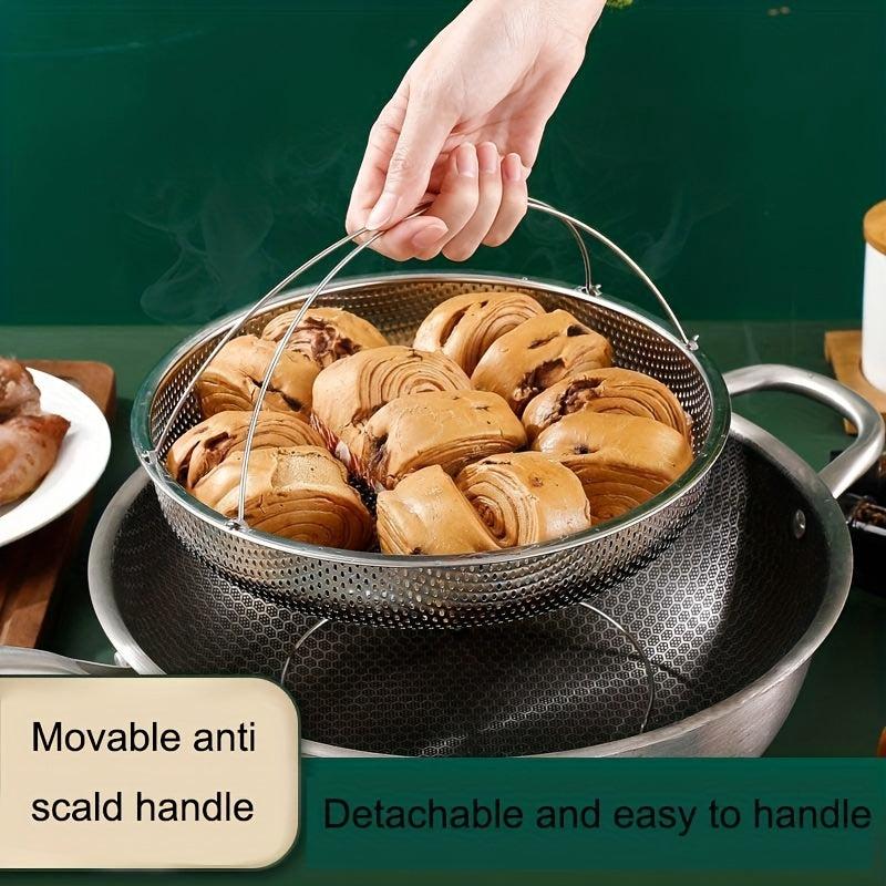 2pcs Stainless Steel Steamer Cleaning Fruits And Vegetables