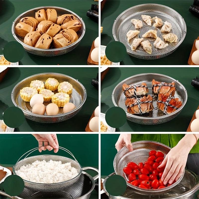 2pcs Stainless Steel Steamer Cleaning Fruits And Vegetables