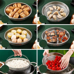 2pcs Stainless Steel Steamer Cleaning Fruits And Vegetables