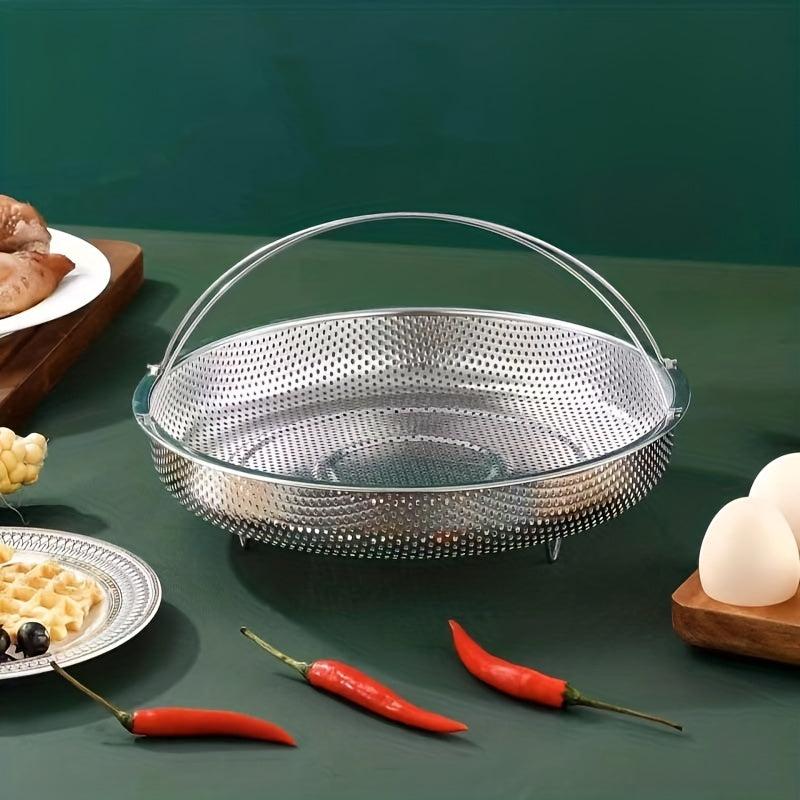 2pcs Stainless Steel Steamer Cleaning Fruits And Vegetables