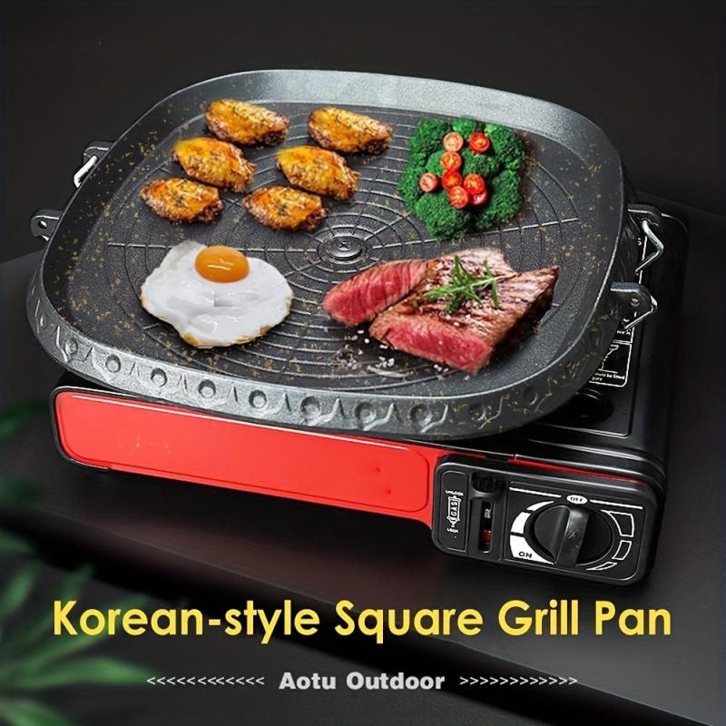 Non Stick Square Grill Pan with Handle for Outdoor BBQ Party
