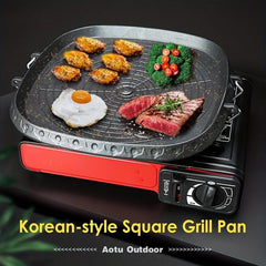 Non Stick Square Grill Pan with Handle for Outdoor BBQ Party