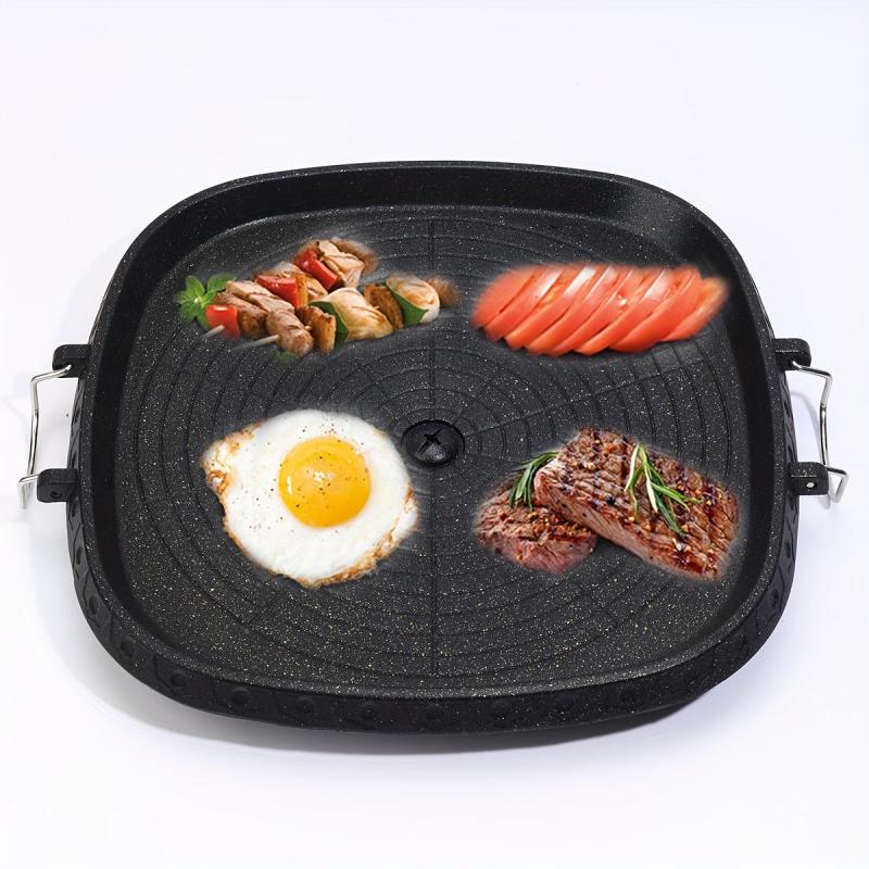 Non Stick Square Grill Pan with Handle for Outdoor BBQ Party