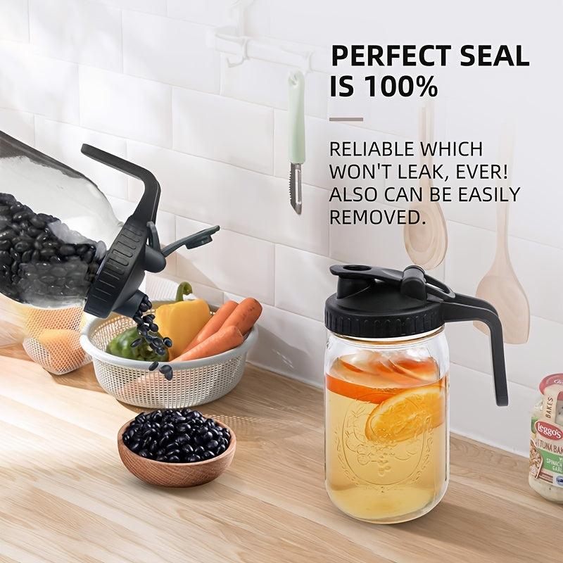 2pcs Wide Mouth Mason Jar Pour Spout Lids with Handle