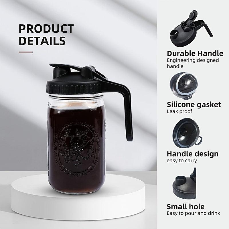 2pcs Wide Mouth Mason Jar Pour Spout Lids with Handle