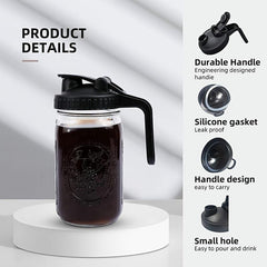 2pcs Wide Mouth Mason Jar Pour Spout Lids with Handle