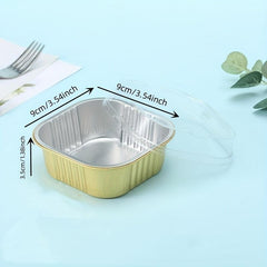 Golden Aluminum Foil Cupcake Baking Cups with Lids