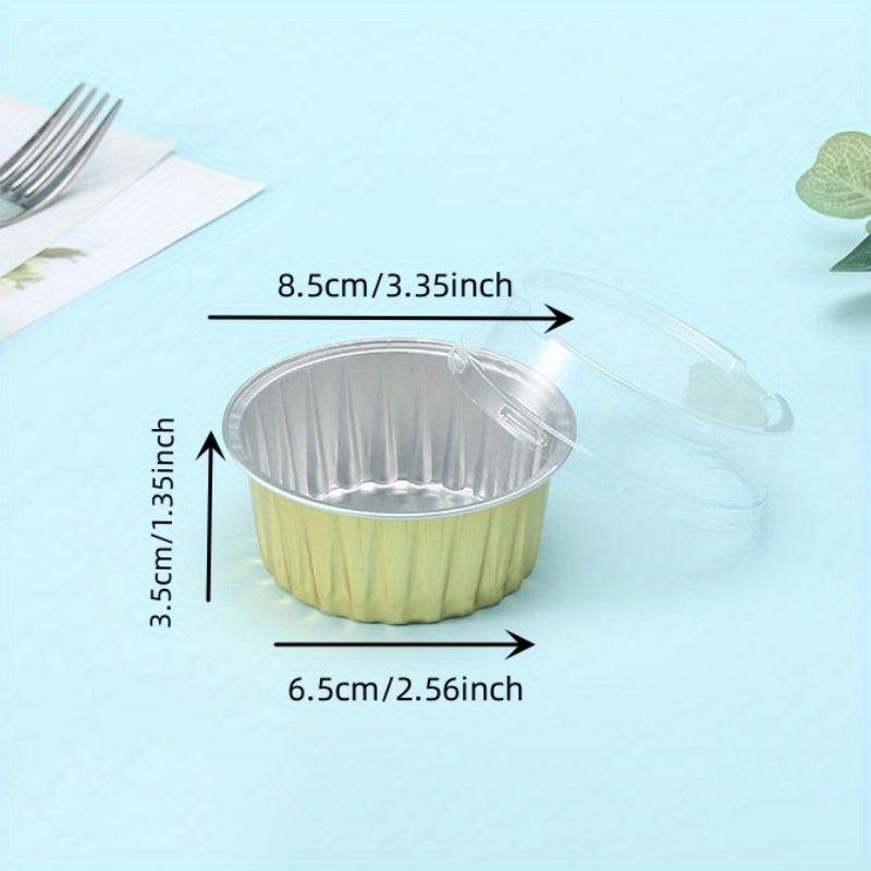 Golden Aluminum Foil Cupcake Baking Cups with Lids
