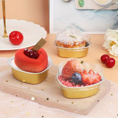 Golden Aluminum Foil Cupcake Baking Cups with Lids