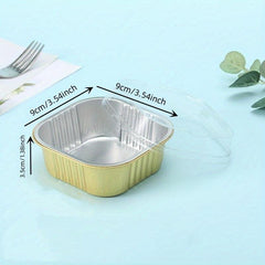 Golden Aluminum Foil Cupcake Baking Cups with Lids