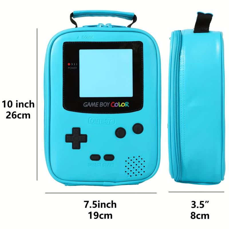 Gameboy Leather Lunch Bag Insulated Cooler for Kids Boys Girls