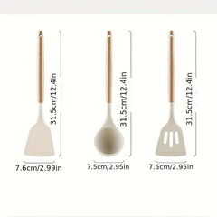 3pcs Silicone Spatula Set Heat resistant Frying Omelet Soup Spoon