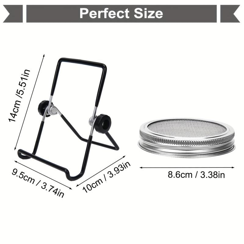 304 Stainless Steel Lid for Mason Jar with Folding Bracket, 86mm Diameter