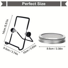 304 Stainless Steel Lid for Mason Jar with Folding Bracket, 86mm Diameter