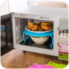 Kitchen Microwave Oven Shelf Layered Steaming Rack Food Tray Holder